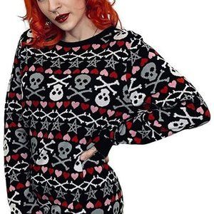 Skulls Ugly Christmas Sweater Goth S